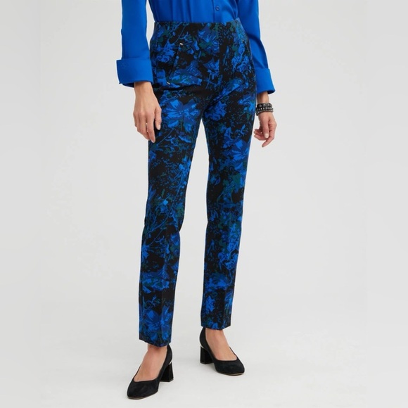 NWOT CHICO’S Juliet Floral Metallic Trim Ankle Pants - Picture 1 of 10